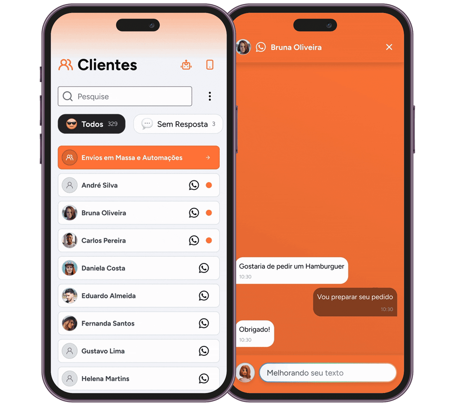 CRM de clientes e WhatsApp integrado